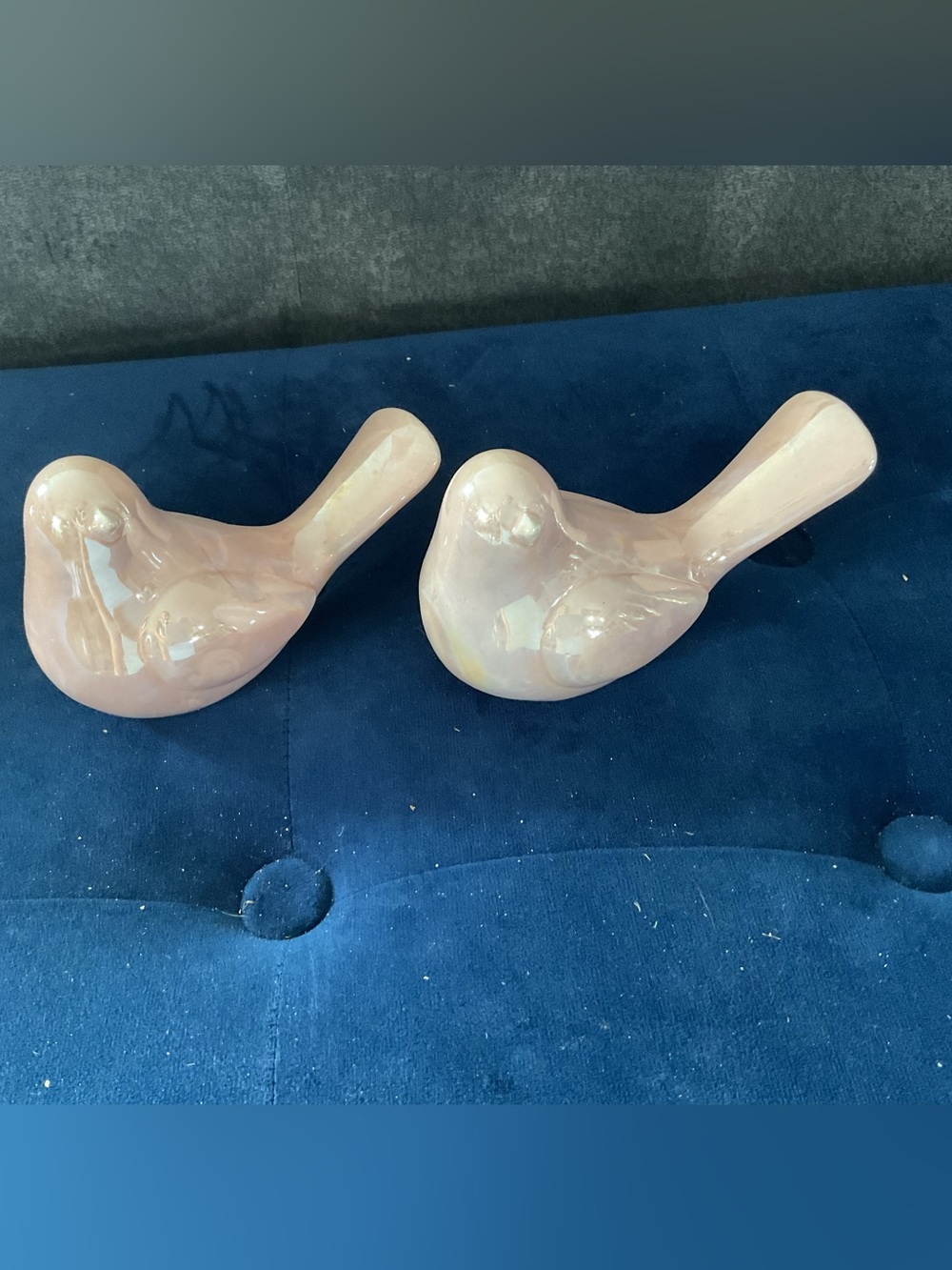 Ceramic Pink Decorative Bird Figurines - Set of 2